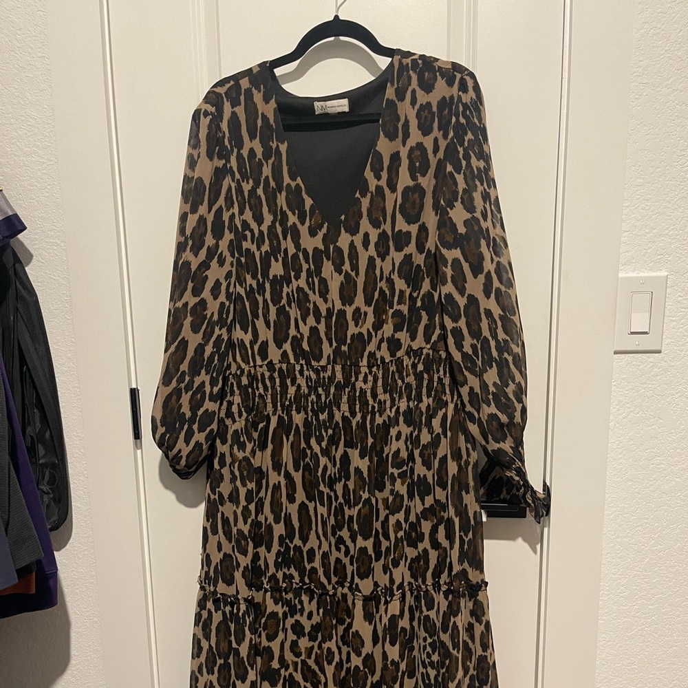 Neiman Marcus midi cheetah print dress
